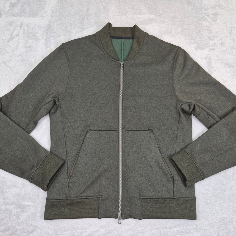 Lululemon Bomber Jacket Sweater Mens Small Dark Olive Green Full Zip Casual